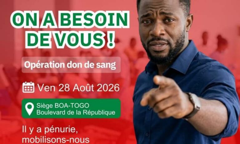 Don de sang : la BOA-Togo mobilise son personnel et le public pour sauver des vies